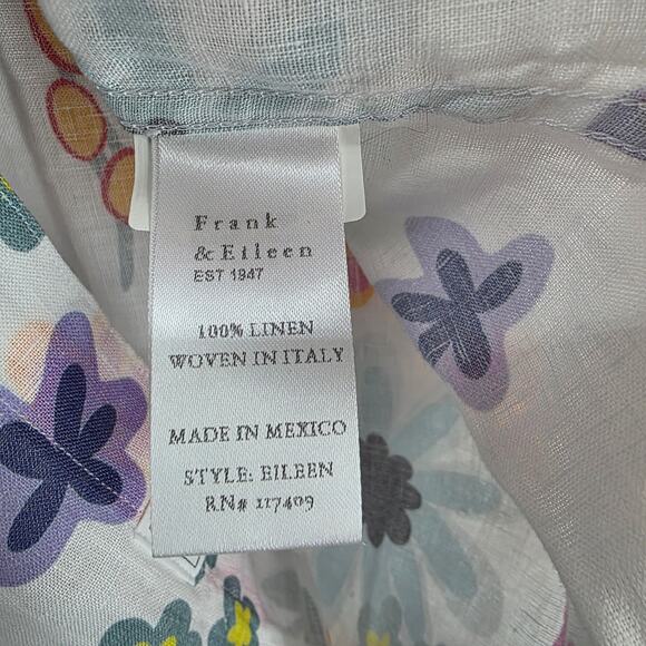 Frank & Eileen Eileen Classic Linen Hot Pink Floral Button Up Shirt Size Small - Picture 5 of 6